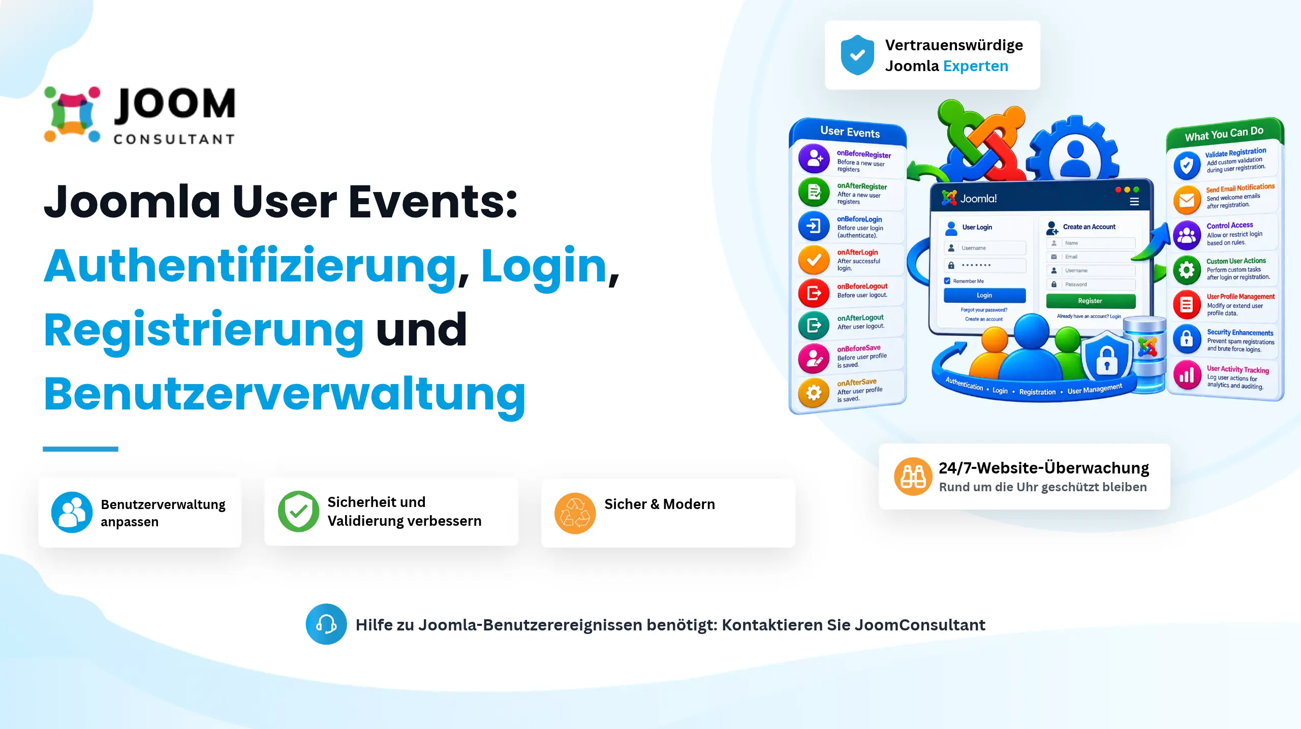 Joomla User Events: Authentifizierung, Login, Registrierung und Benutzerverwaltung