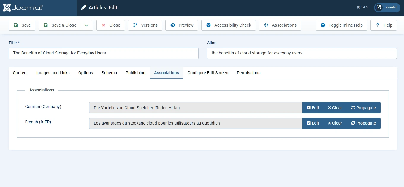Joomla Article Associations