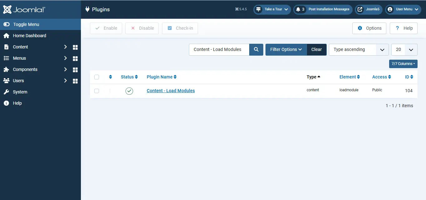 Content Load Modules Plugin