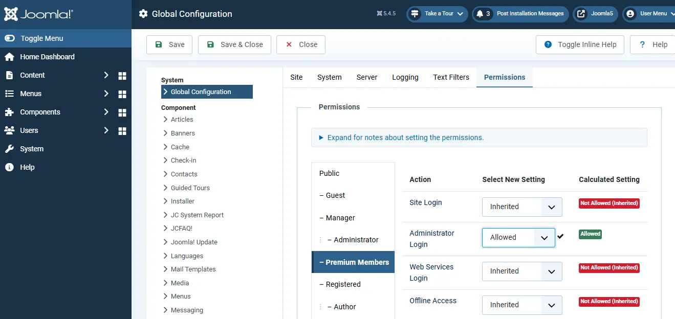 Global Config Permission
