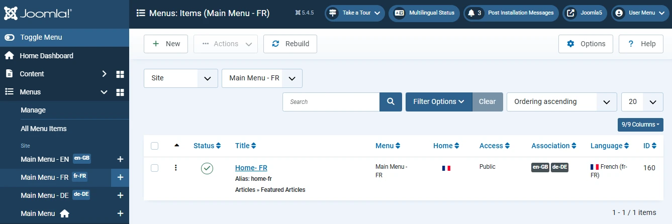 Home Page Language Associations