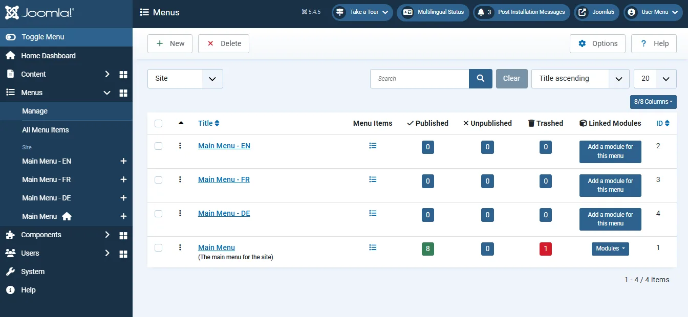 Create Joomla Language Menu