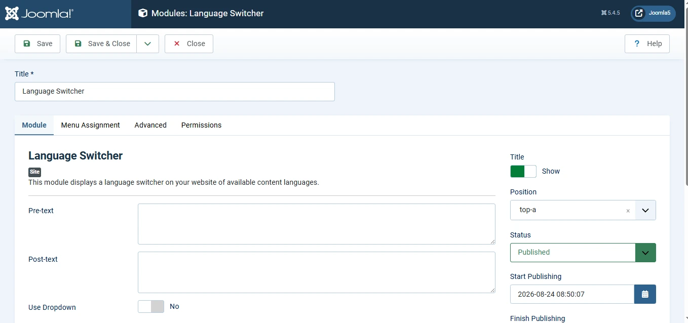 Joomla Language Switcher Module