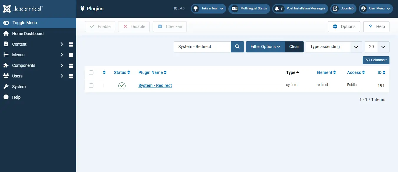 Enable Redirect Plugin
