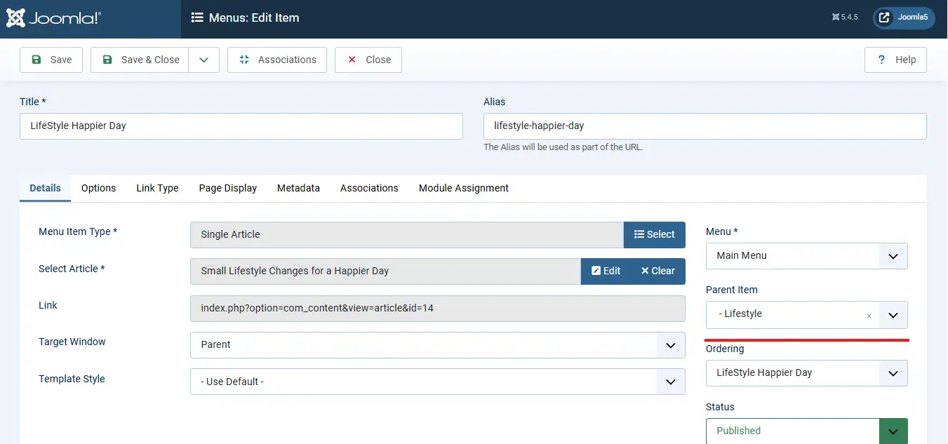 Change Menu Structure
