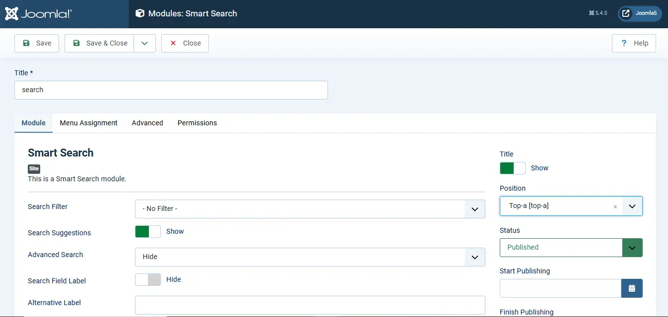 Smart Search Module Settings
